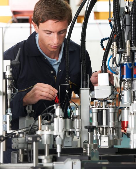 Caucasian male fixing machine